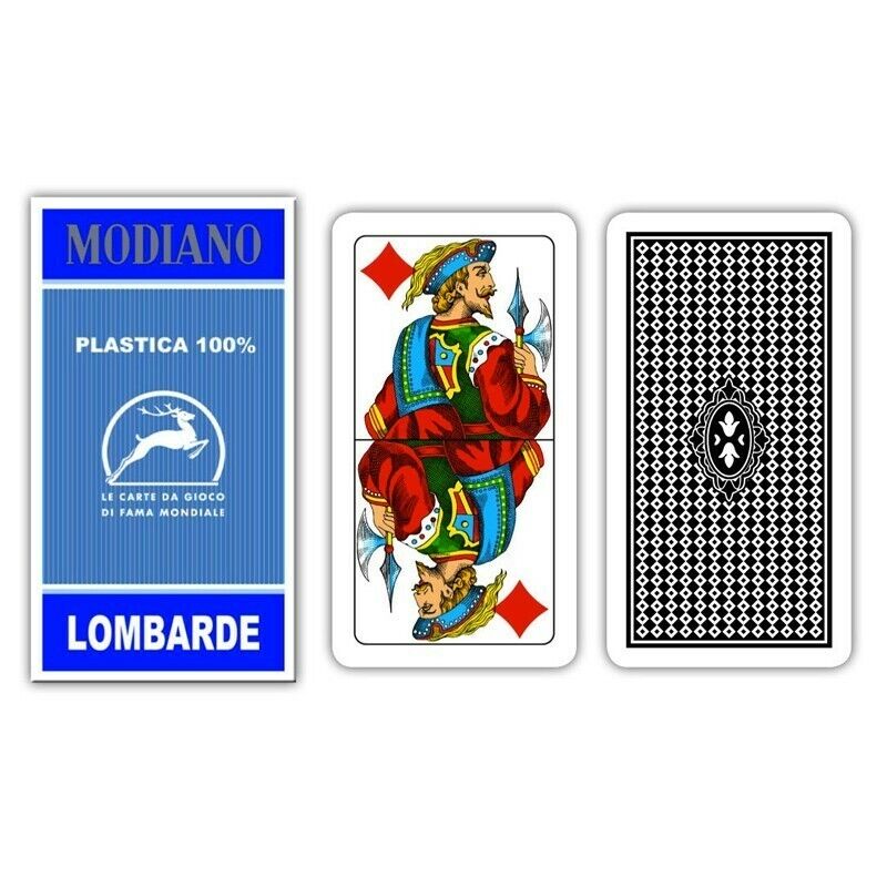 Modiano Lombarde Taro kortos (mėlynos sp.) - OBUOLYS