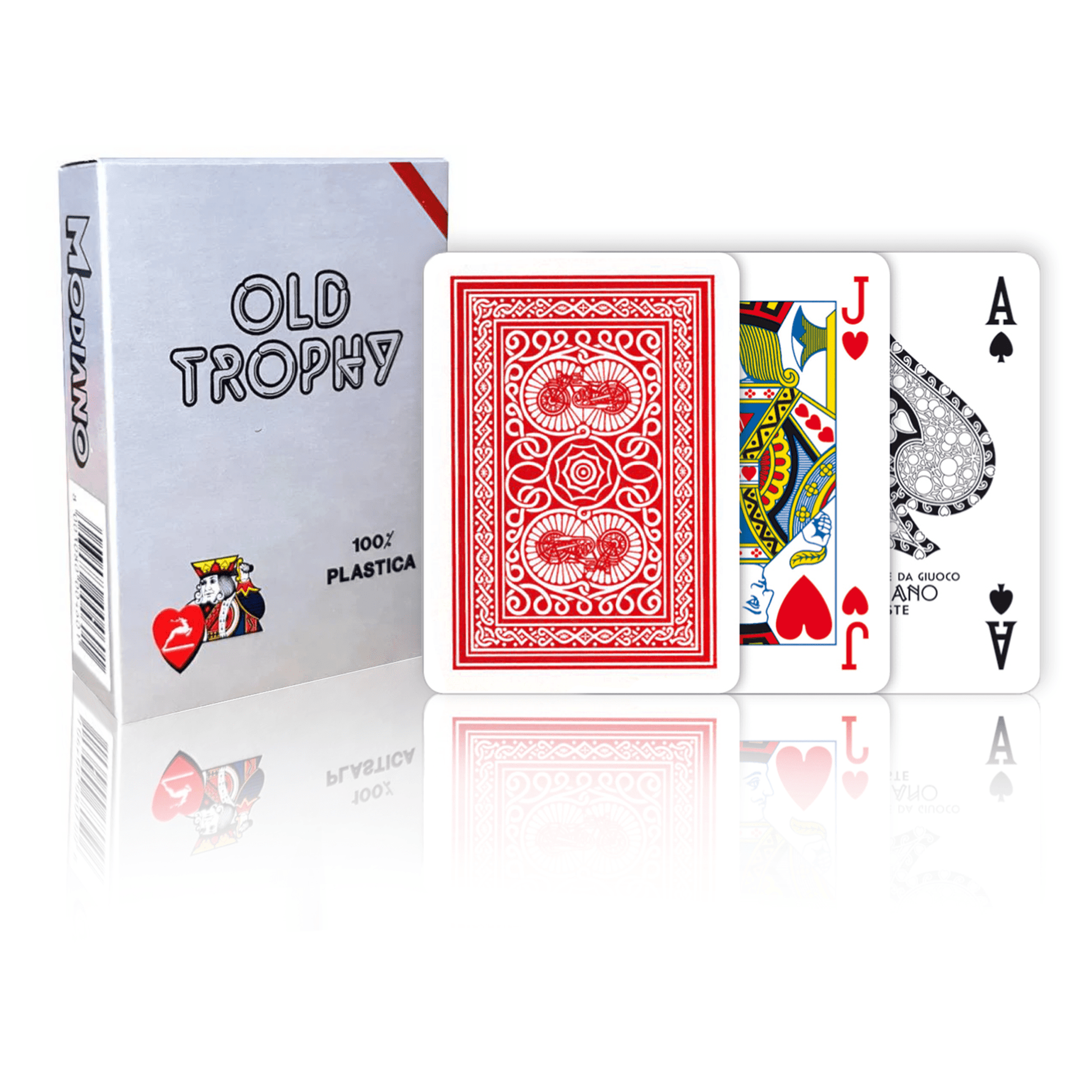 Modiano Old Trophy žaidimų kortos (raudonos) - OBUOLYS