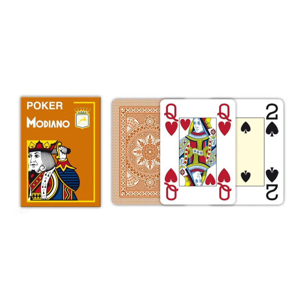 Modiano Poker 4 Jumbo Index kortos (rudos) - OBUOLYS