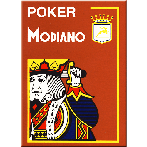 Modiano Poker 4 Jumbo Index kortos (rudos) - OBUOLYS