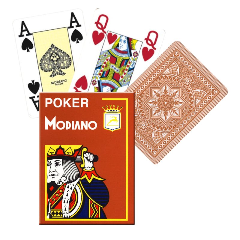 Modiano Poker 4 Jumbo Index kortos (rudos) - OBUOLYS
