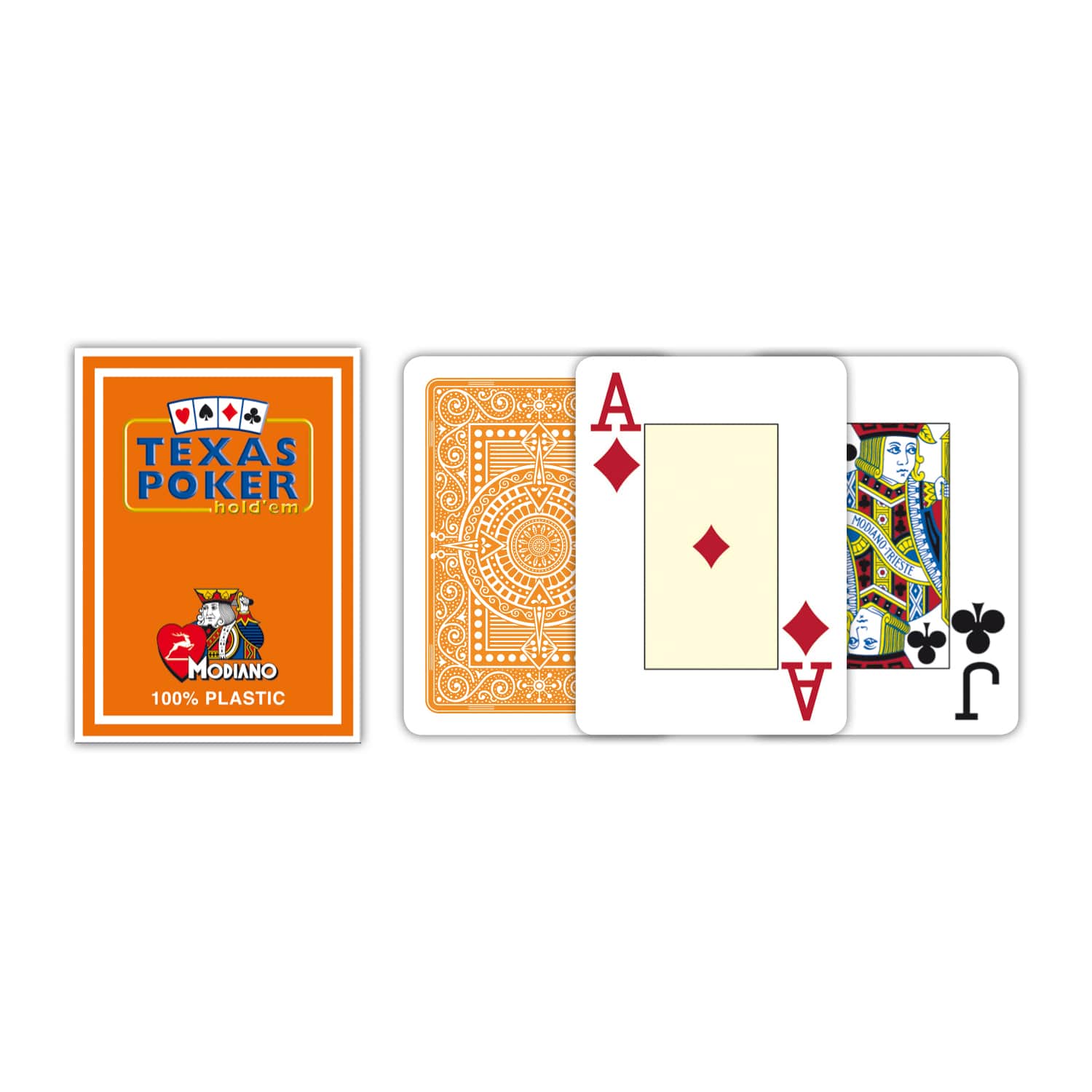 Modiano Texas Poker Hold Em Jumbo Index kortos (oranžinės) - OBUOLYS