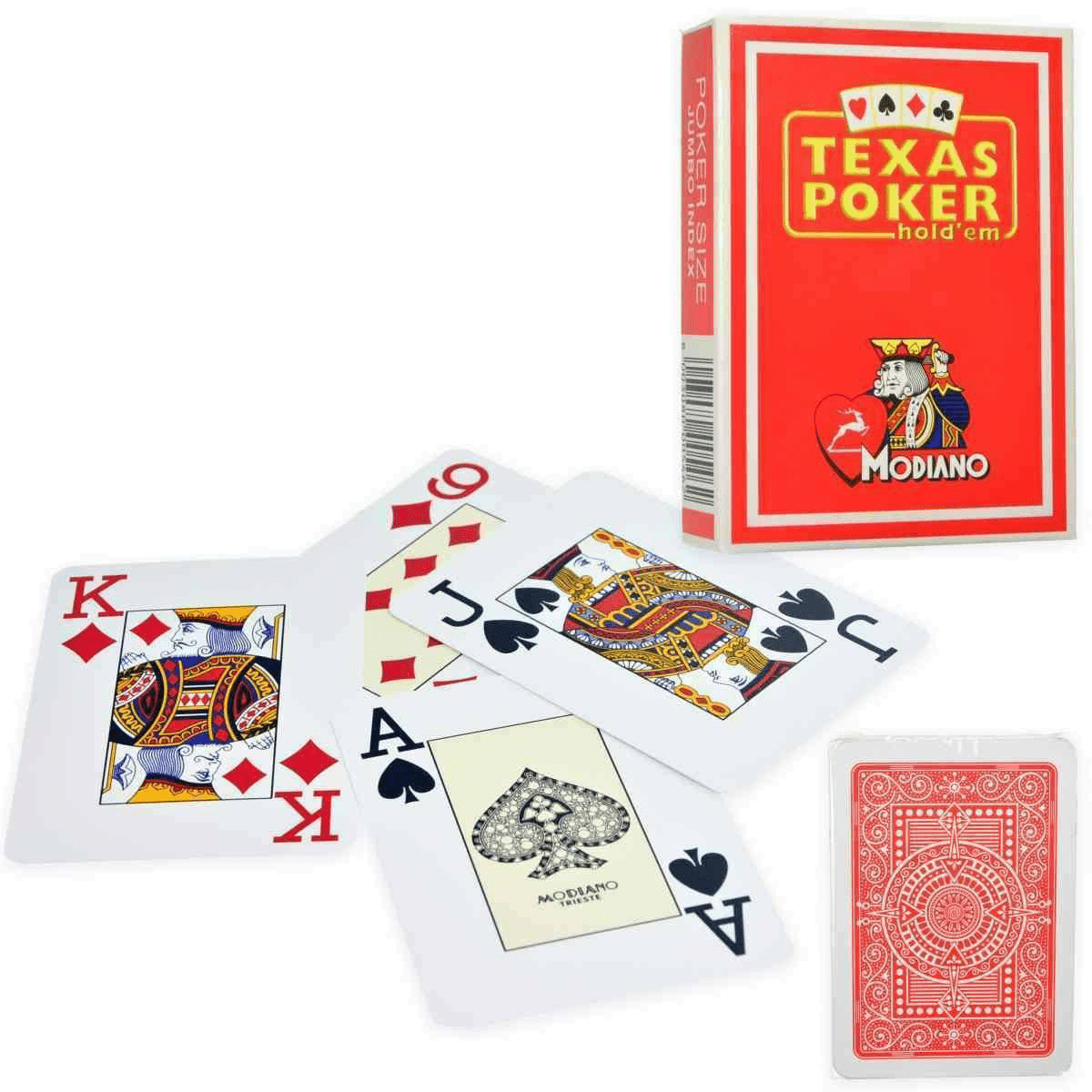 Modiano Texas Poker Hold Em Jumbo Index kortos (raudonos) - OBUOLYS
