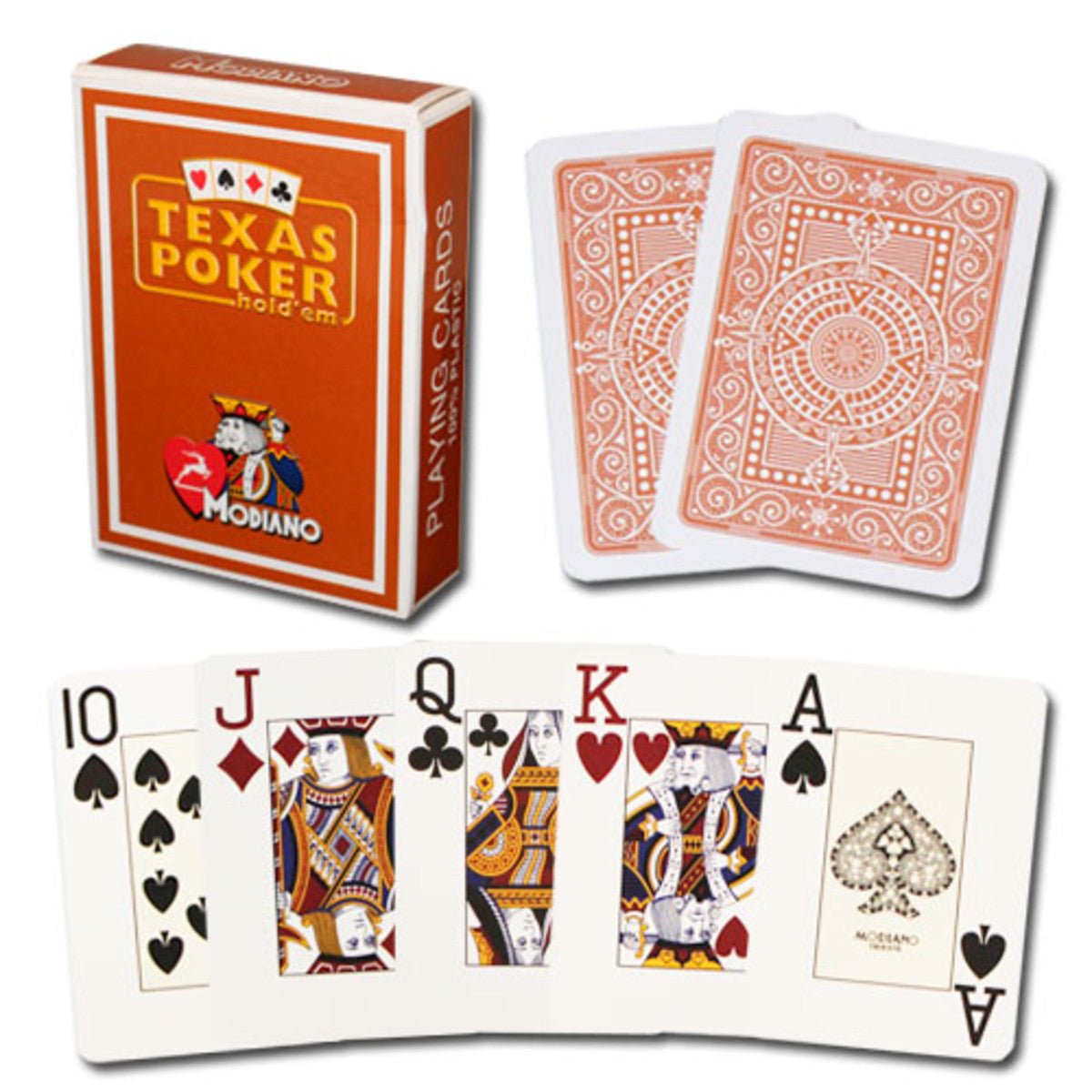 Modiano Texas Poker Hold Em Jumbo Index kortos (rudos) - OBUOLYS