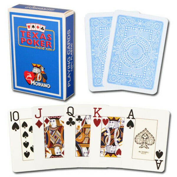 Modiano Texas Poker Hold Em Jumbo Index kortos (šviesiai mėlynos) - OBUOLYS