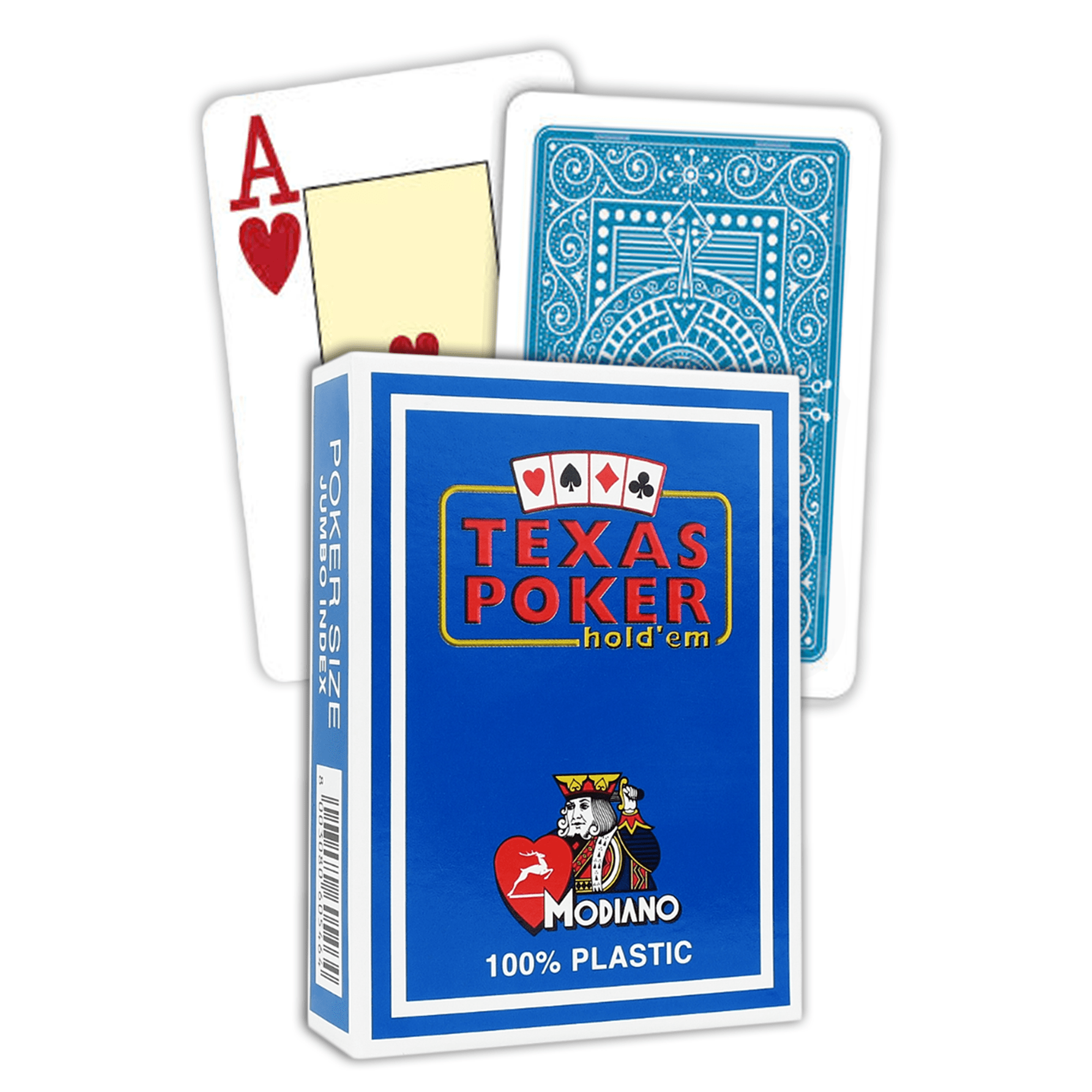 Modiano Texas Poker Hold Em Jumbo Index kortos (šviesiai mėlynos) - OBUOLYS