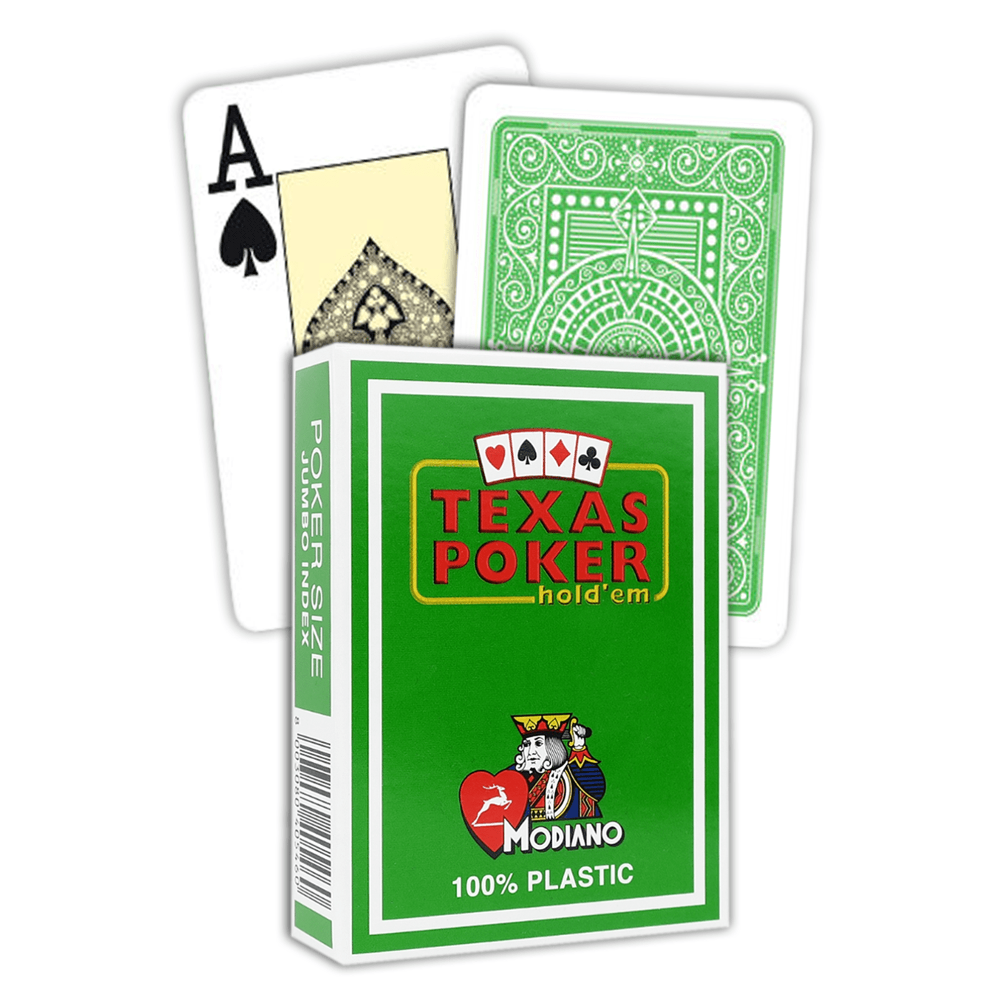 Modiano Texas Poker Hold Em Jumbo Index kortos (šviesiai žalios) - OBUOLYS