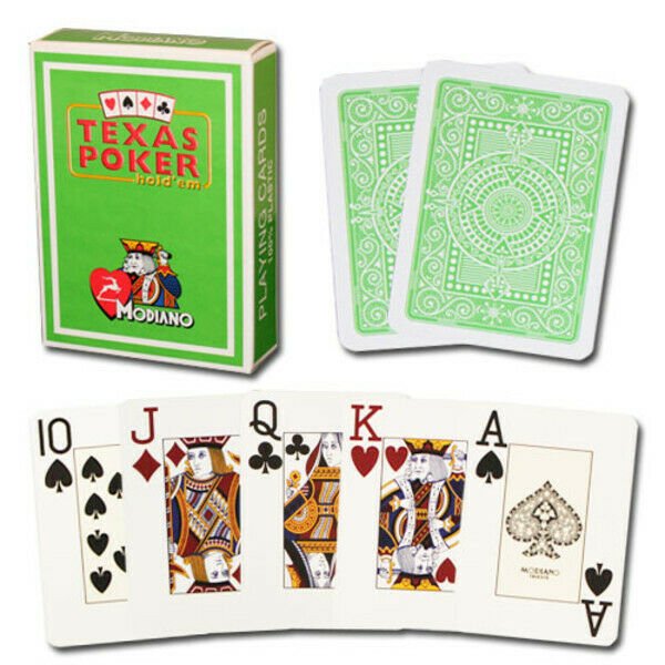 Modiano Texas Poker Hold Em Jumbo Index kortos (šviesiai žalios) - OBUOLYS
