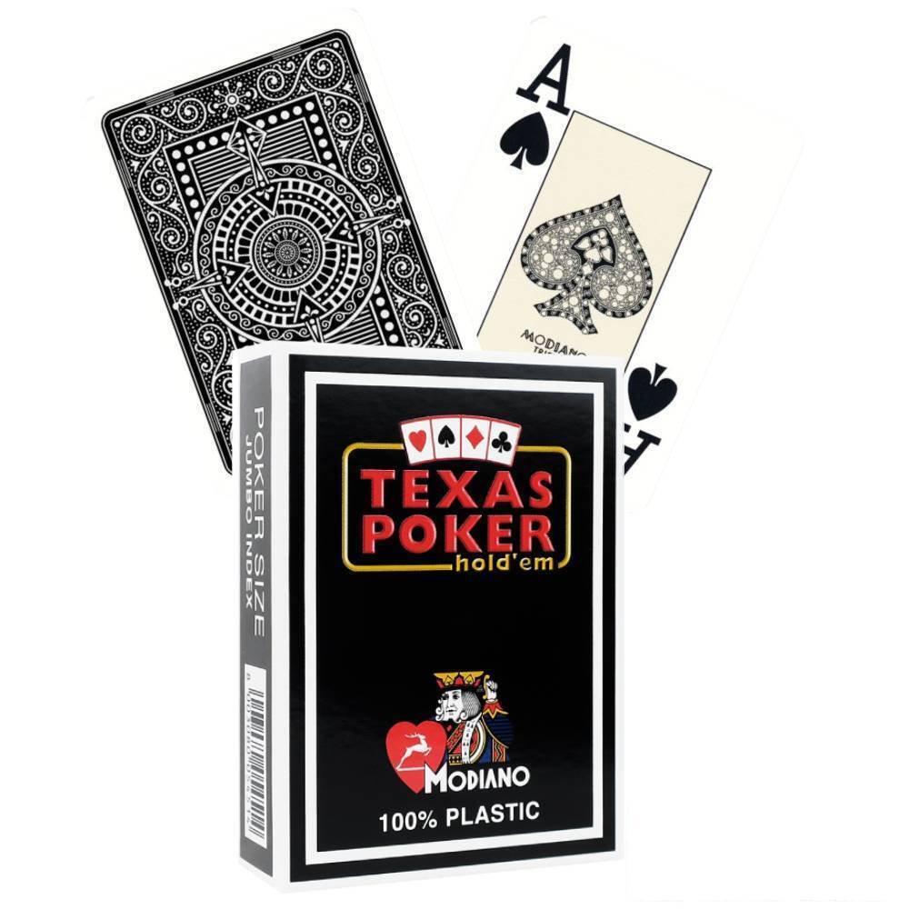 Modiano Texas Poker Hold Em žaidimo kortos (juodos) - OBUOLYS