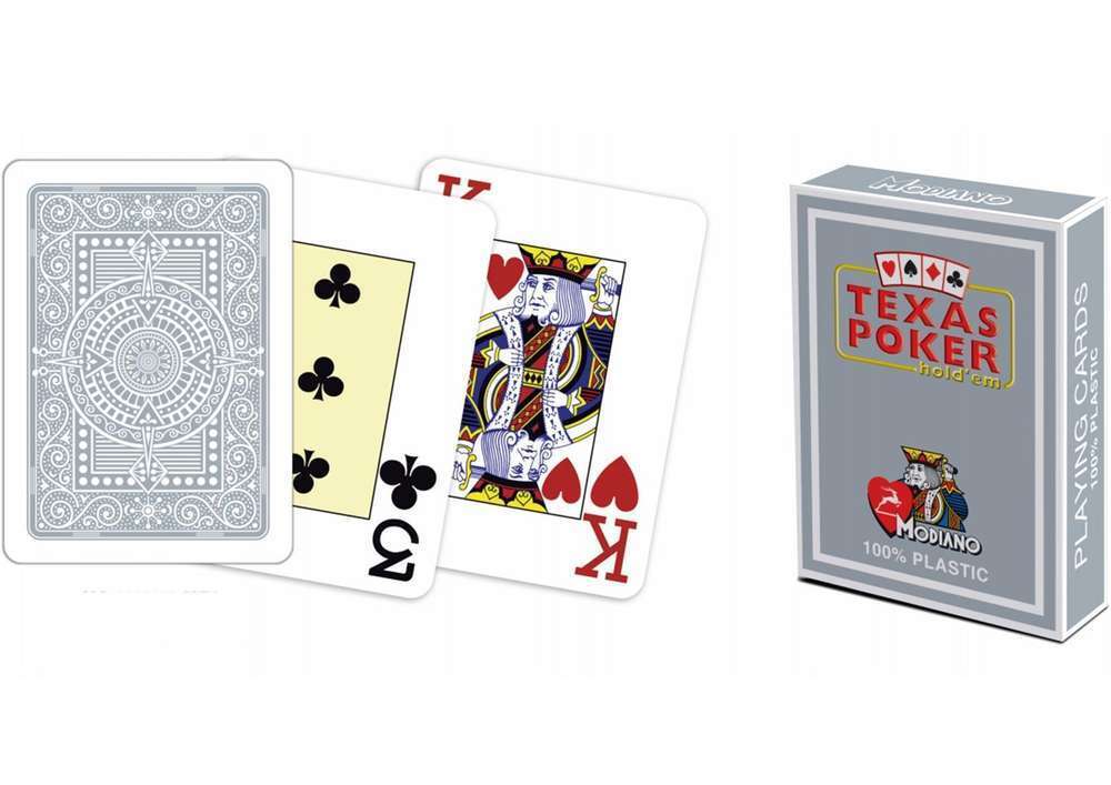 Modiano Texas Poker Hold Em žaidimo kortos (pilkos) - OBUOLYS