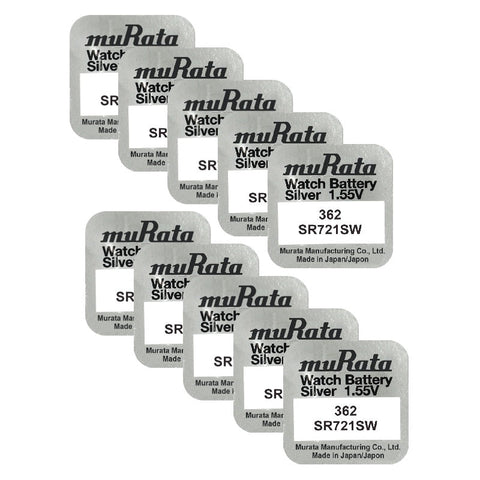 Murata 362 (SR721SW) sidabro oksido baterijos 10 vnt. - OBUOLYS