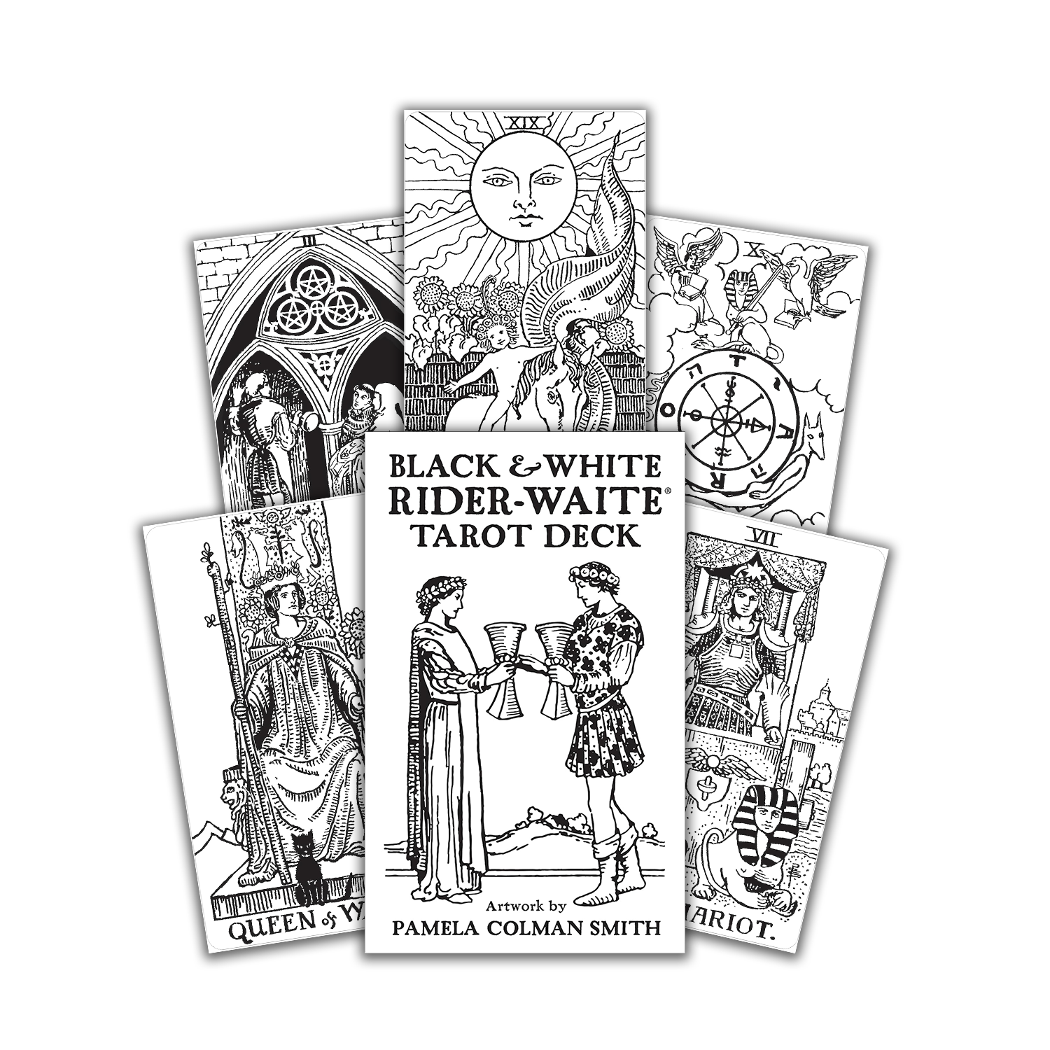 BLACK & WHITE RIDER-WAITE TAROT: klasikinės monochroninio stiliaus taro kortos