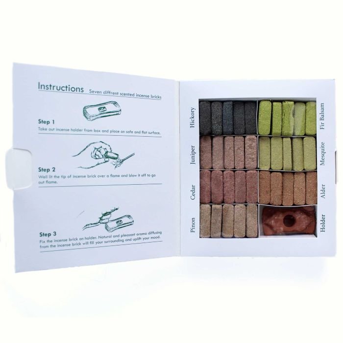 Natūralūs smilkalai ir laikiklis (70 vnt) - 7 Earthy Himalaya Incenso - OBUOLYS
