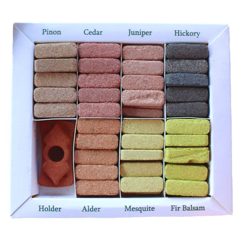 Natūralūs smilkalai ir laikiklis (70 vnt) - 7 Earthy Himalaya Incenso - OBUOLYS