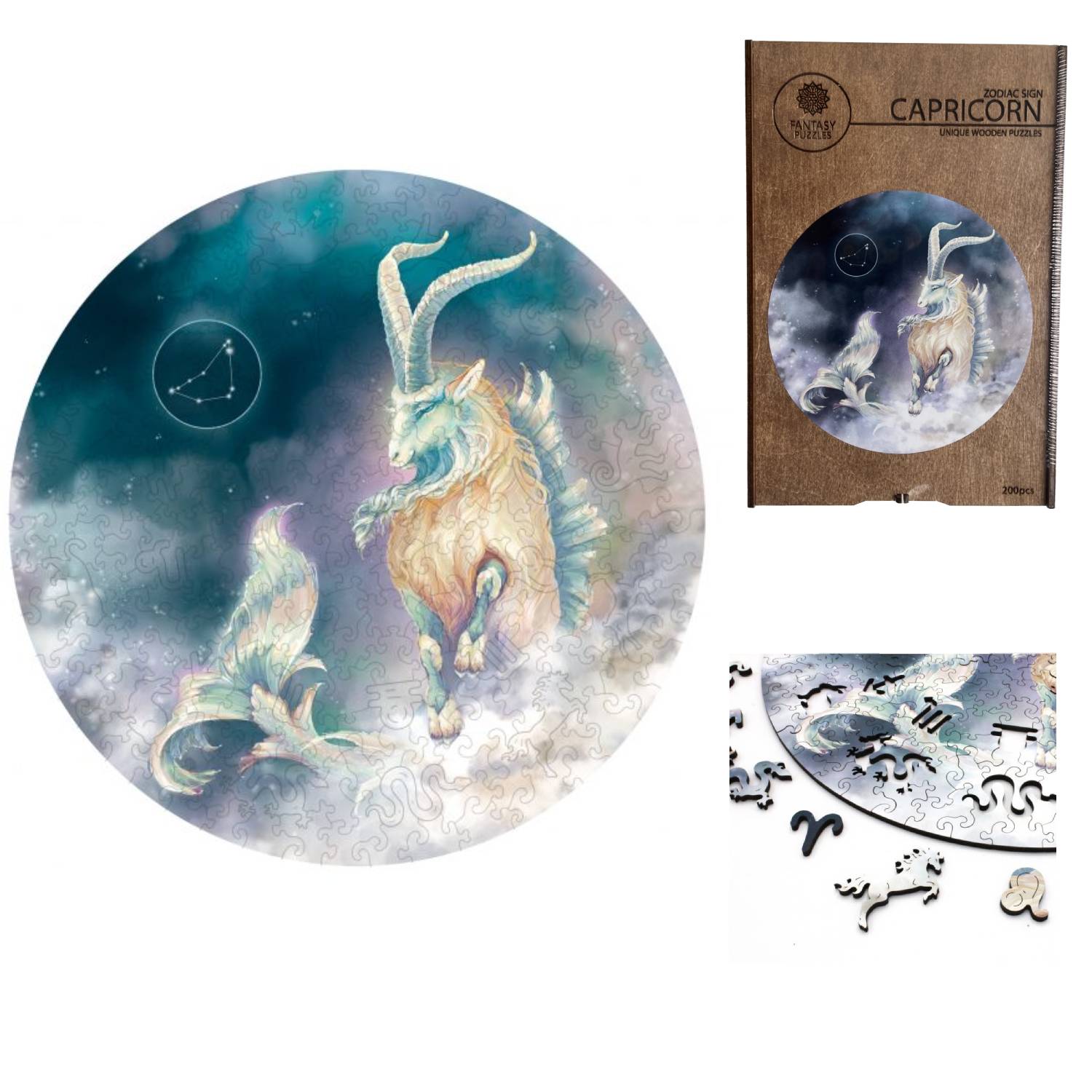 Ožiaragis (Zodiakai) Dėlionė Iš Medžio (200 detalių) Fantasy Puzzles - OBUOLYS