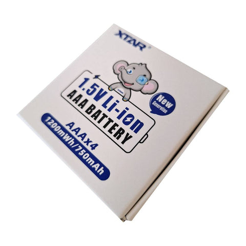 Xtar AAA įkraunamos Li-ion baterijos 1200mWh 680/750mAh  su dėžute 4 vnt.