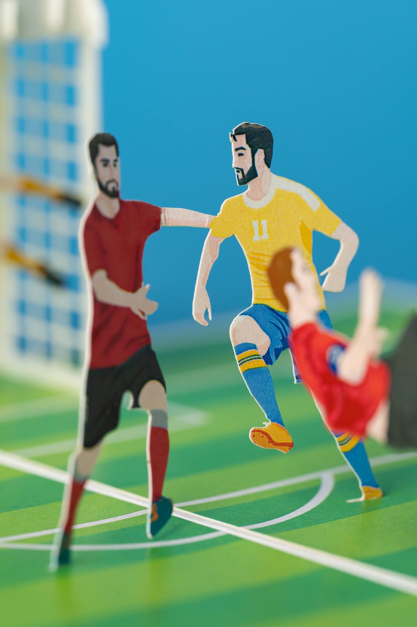 PERGALĖ FUTBOLO VARŽYBOSE: išskirtinio grožio 3D pop - up atvirukas + vokas - OBUOLYS