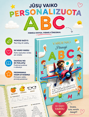 PIRMOJI ABC: rašymo ranka pratybų knyga – puiki dovana būsimajam mokinukui + personalizuota vaiko vardu! - OBUOLYS