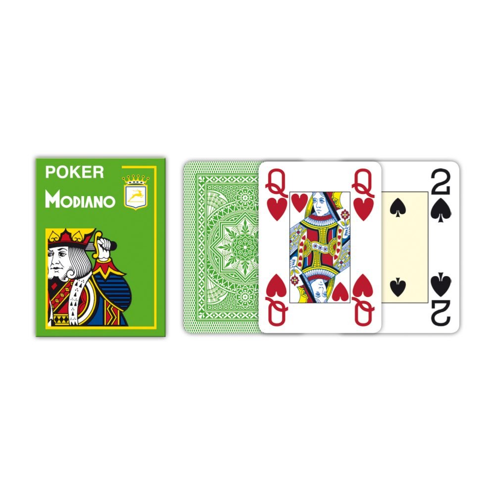 Poker 4 Jumbo Index kortos (šviesiai žalios) Modiano - OBUOLYS
