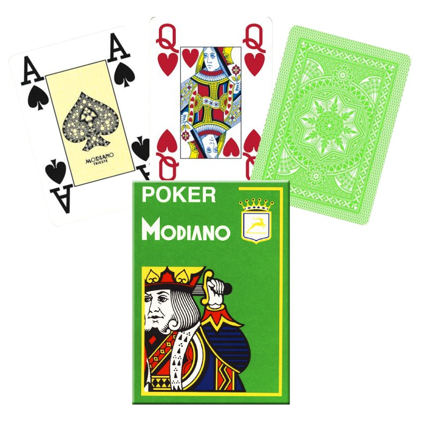 Poker 4 Jumbo Index kortos (šviesiai žalios) Modiano - OBUOLYS