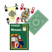 Poker 4 Jumbo Index kortos (tamsiai žalios) Modiano - OBUOLYS