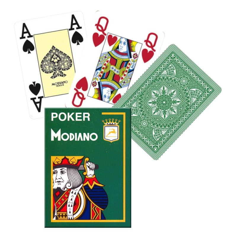 Poker 4 Jumbo Index kortos (tamsiai žalios) Modiano - OBUOLYS