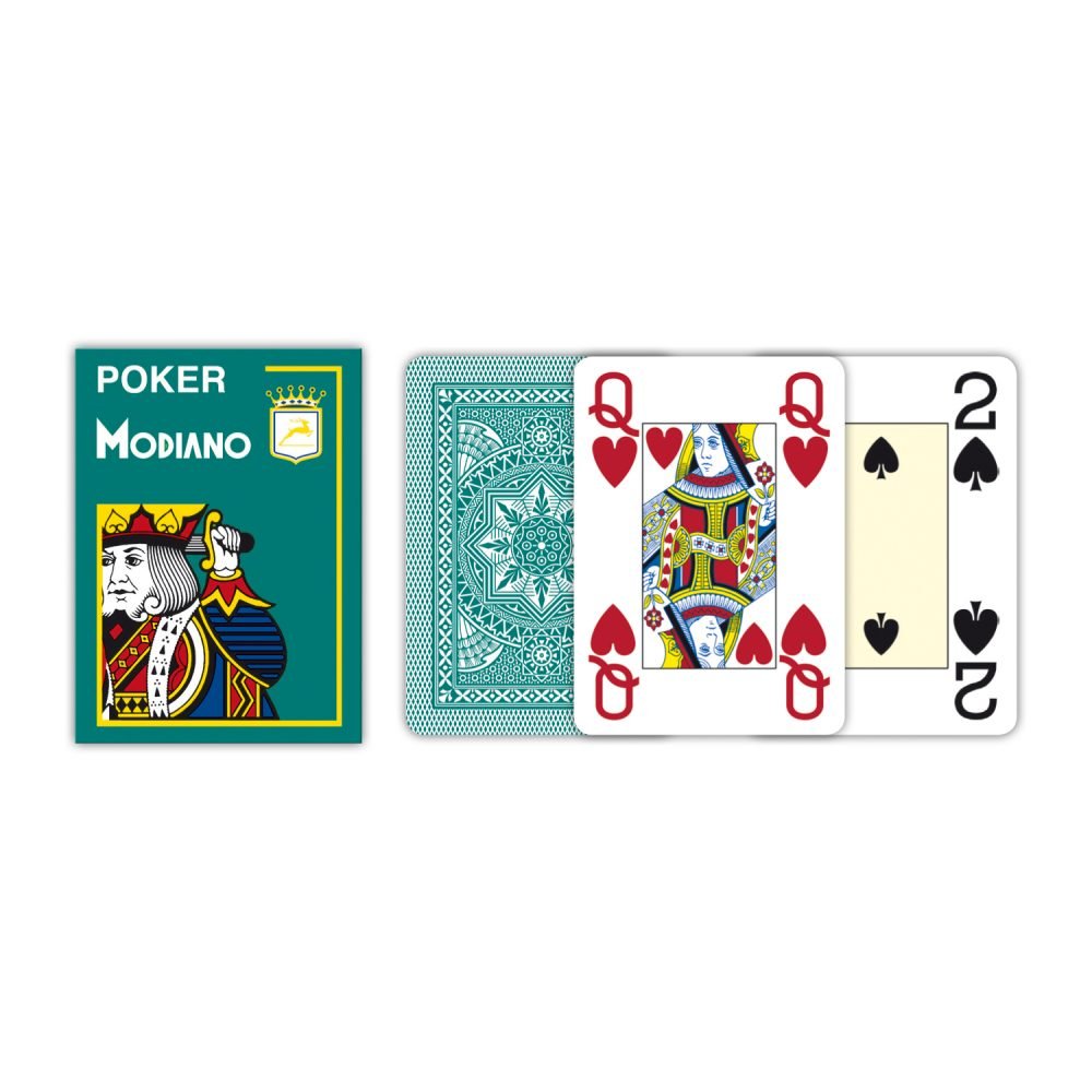 Poker 4 Jumbo Index kortos (tamsiai žalios) Modiano - OBUOLYS