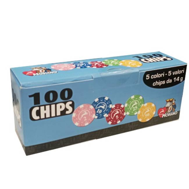 Pokerio žetonų 14g. 100 vnt. rinkinys su stovu Modiano - OBUOLYS