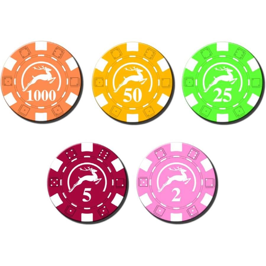 Pokerio žetonų 14g. 100 vnt. rinkinys su stovu Modiano - OBUOLYS