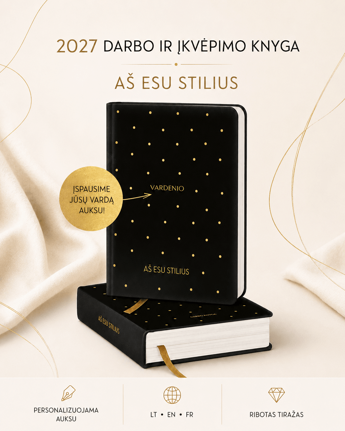 Premium darbo ir įkvėpimo knyga "Aš esu stilius": planuoklis LT, EN ir FR kalbomis + galimybė personalizuoti! - OBUOLYS