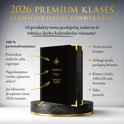 PREMIUM KLASĖS VERSLO STRATEGO DARBO KNYGA 2026 m. (Knygos su defektais) - OBUOLYS