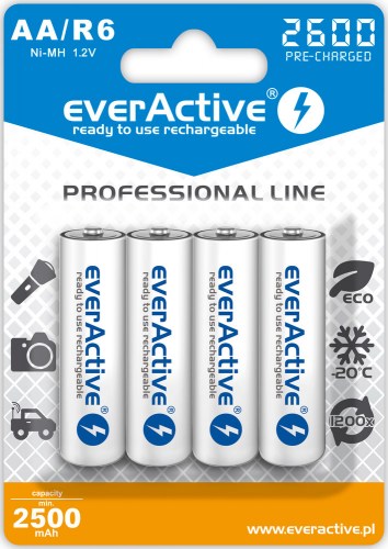 EverActive R6 2600 Pro Line šarminės baterijos, 4 vnt.