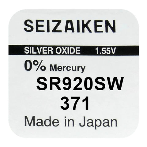 Seizaiken 371 (SR920SW) sidabro oksido baterijos 10 vnt.