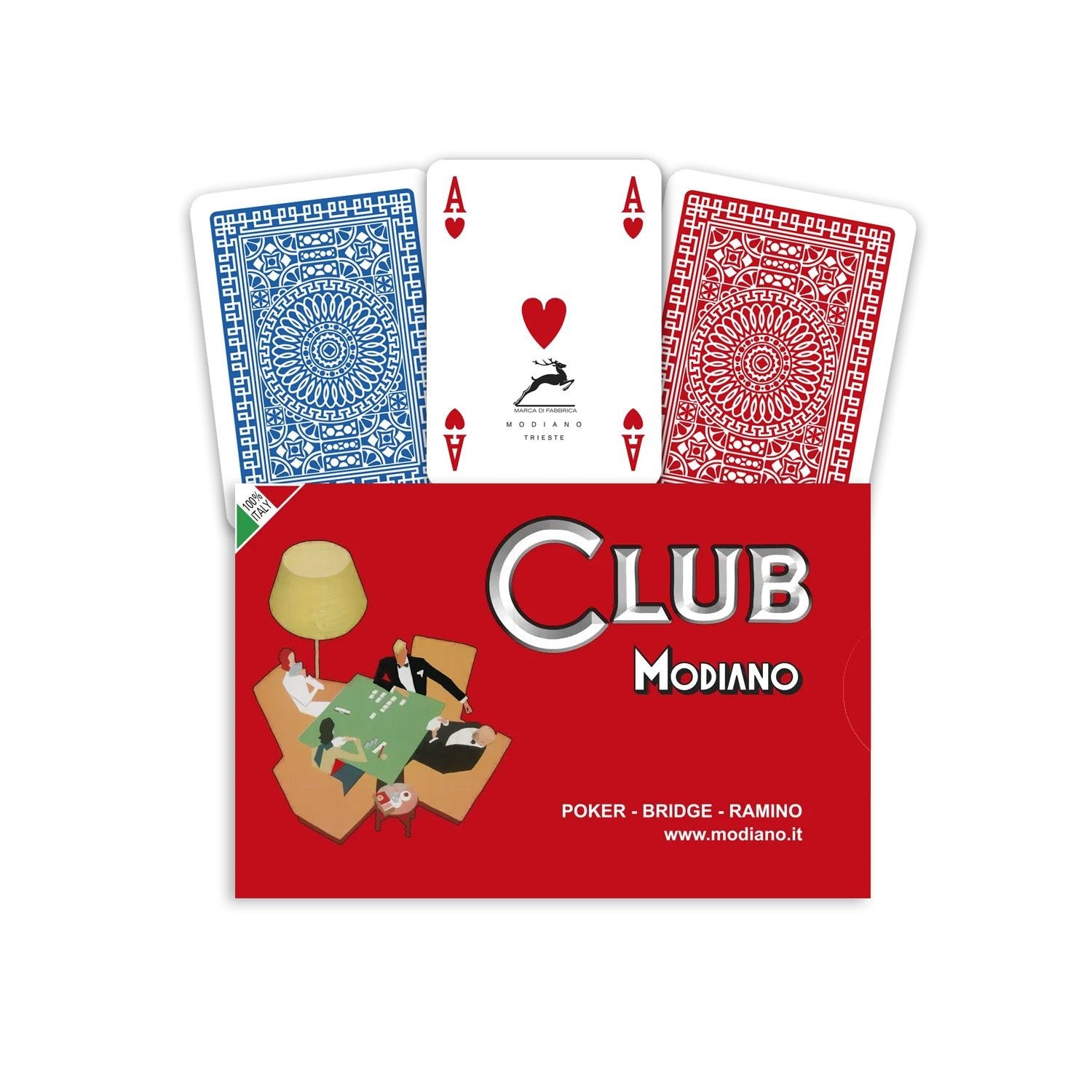 Ramino Poker Club Bridge Modiano Žaidimo kortos - OBUOLYS