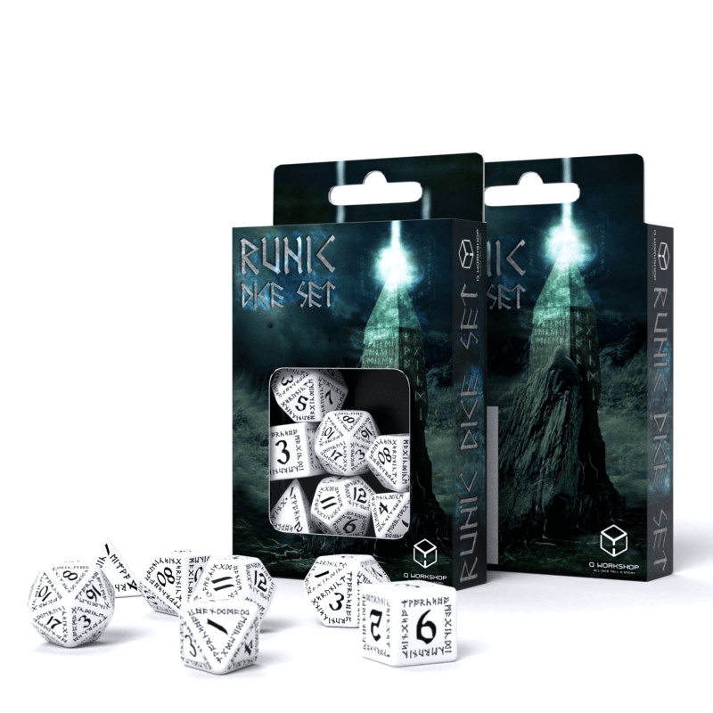 Runic kauliukų rinkinys baltos ir juodos sp - OBUOLYS