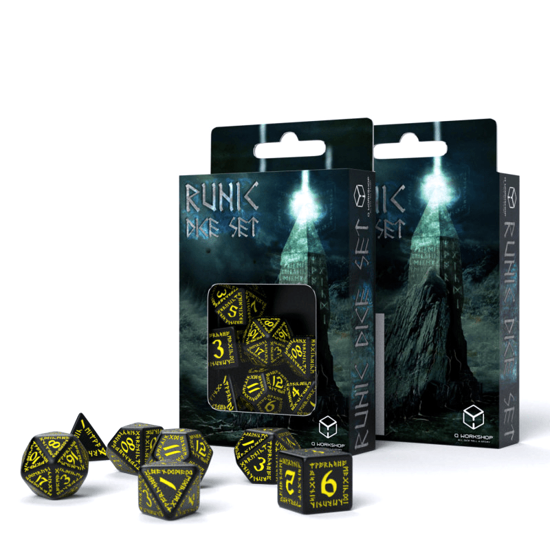 Runic kauliukų rinkinys juodos ir geltonos sp - OBUOLYS
