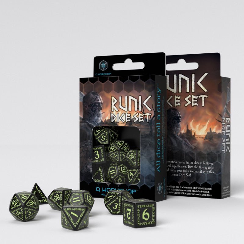 Runic kauliukų rinkinys juodos ir šviečia tamsoje - OBUOLYS