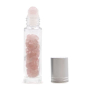 Rutulinis buteliukas su kristalais sidabro spalvos dangteliu - Rose Quartz - OBUOLYS