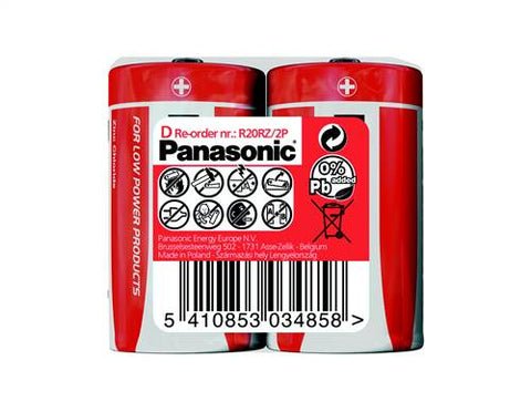 Panasonic D R20 2TAC Zinc Chloride Baterijos 2 vnt.