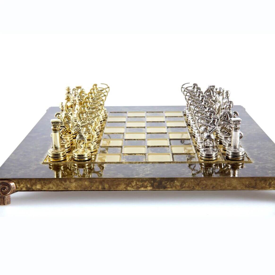 ŠAULIŲ ŠACHMATŲ RINKINYS: metalas, 28x28cm + dėžė + galimybė personalizuoti - OBUOLYS