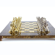 ŠAULIŲ ŠACHMATŲ RINKINYS: metalas, 28x28cm + dėžė + galimybė personalizuoti - OBUOLYS