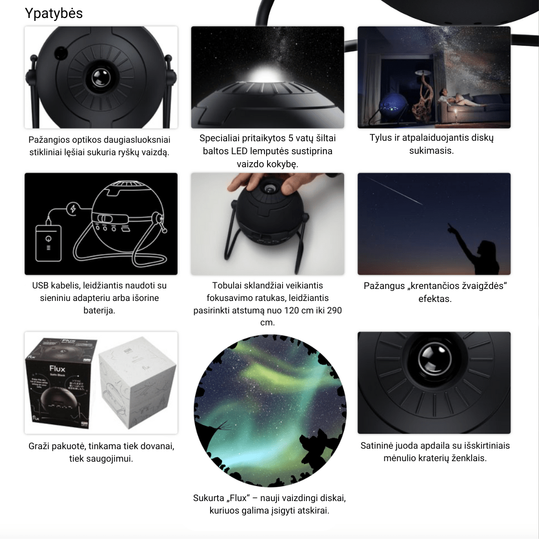 SEGA HOMESTAR FLUX ŽVAIGŽDŽIŲ PROJEKTORIUS (sukurta Japonijoje!): pažangiausias visų laikų namų planetariumas - 60 000 žvaigždžių Jūsų namuose! - OBUOLYS
