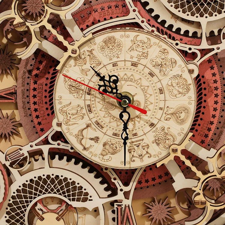 SIENINIS ZODIAKO LAIKRODIS: 3D medinė dėlionė – puikus mechanikos ir funkcionalumo derinys - OBUOLYS