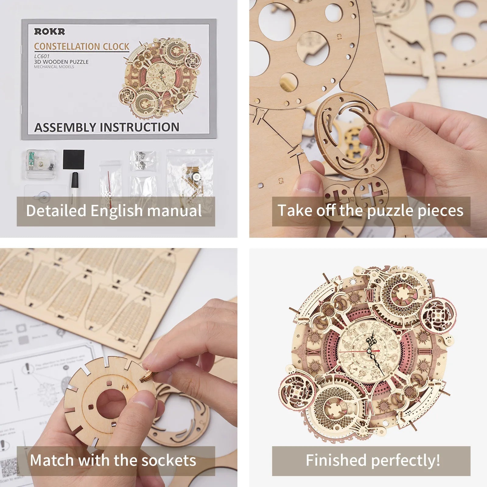 SIENINIS ZODIAKO LAIKRODIS: 3D medinė dėlionė – puikus mechanikos ir funkcionalumo derinys - OBUOLYS