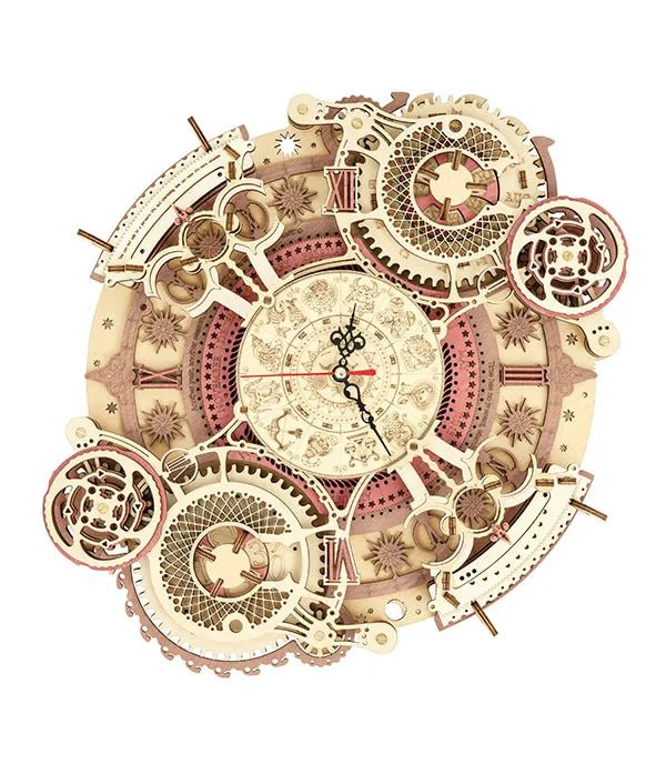 SIENINIS ZODIAKO LAIKRODIS: 3D medinė dėlionė – puikus mechanikos ir funkcionalumo derinys - OBUOLYS