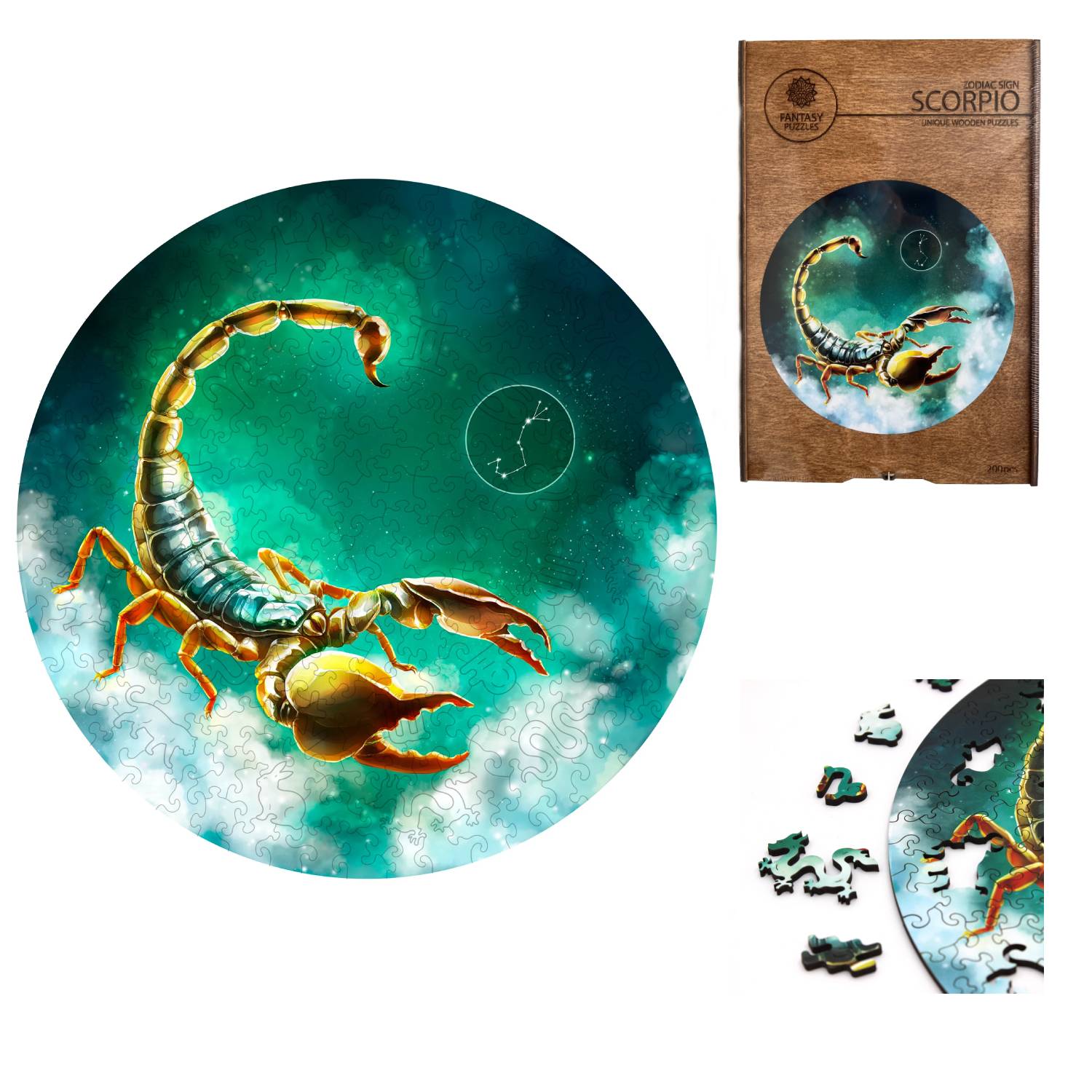 Skorpionas (Zodiakai) Dėlionė Iš Medžio (200 detalių) Fantasy Puzzles - OBUOLYS