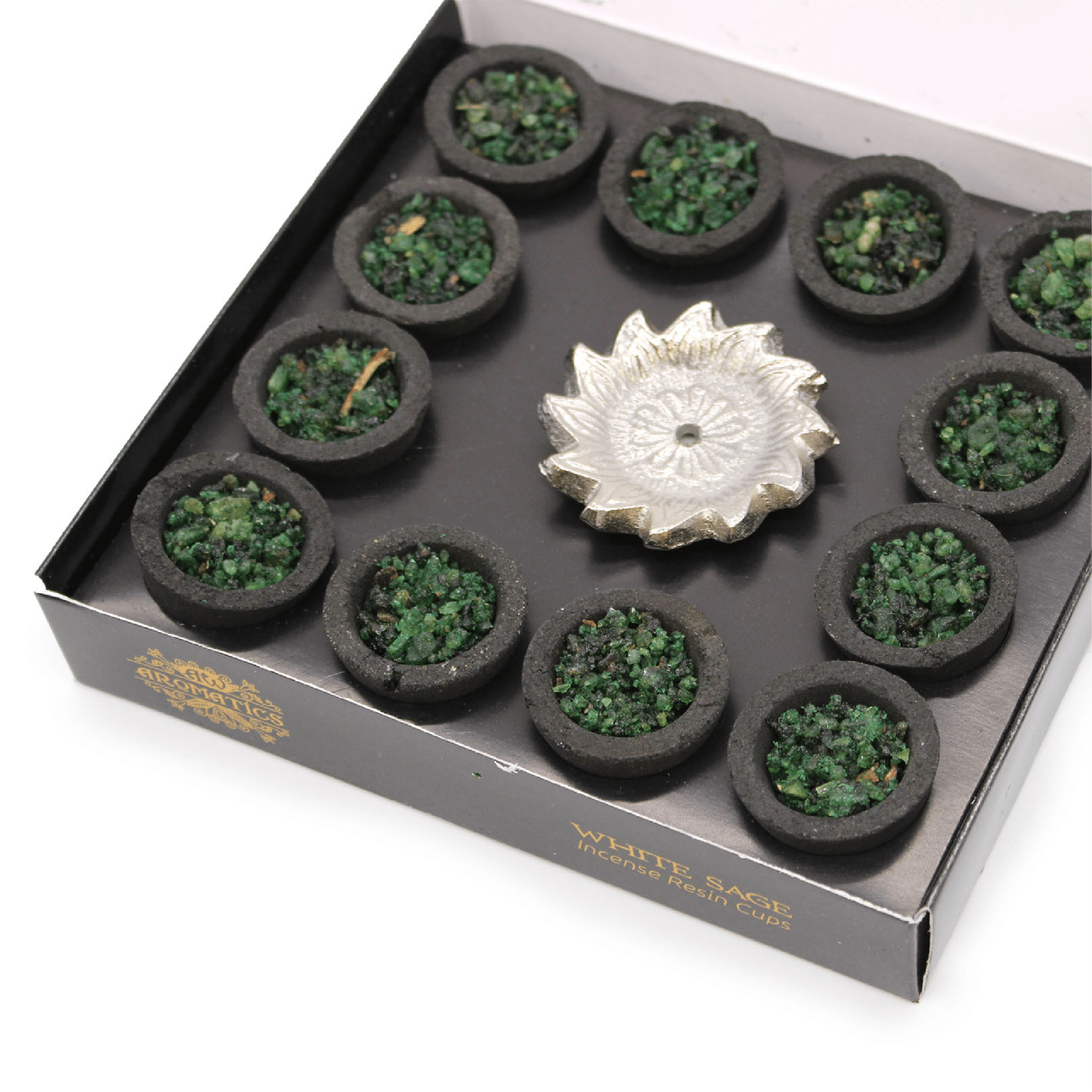 Smilkalai dervos puodelyje 12 vnt. – Baltasis šalavijas AW Aromatics - OBUOLYS