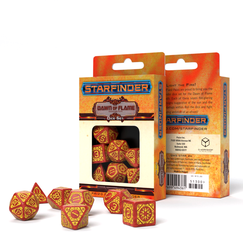 Starfinder Dawn Of Flame kauliukų rinkinys rudos ir geltonos sp - OBUOLYS