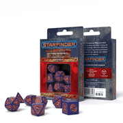 Starfinder Dead Suns kauliukų rinkinys tamsiai mėlynos ir oranžinės sp - OBUOLYS
