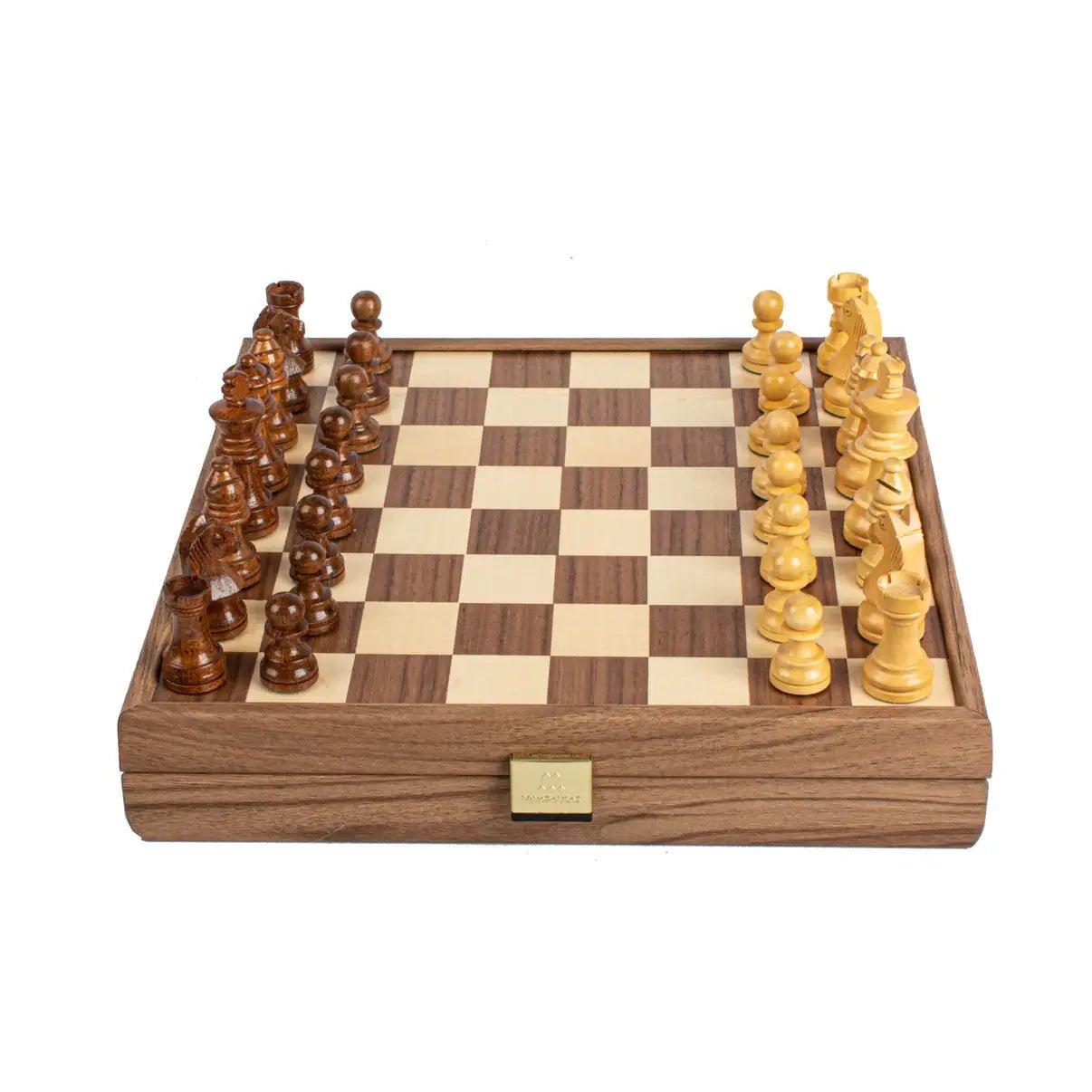 STAUNTONO ŠACHMATŲ RINKINYS: riešutmedis, 27x27 cm + galimybė personalizuoti - OBUOLYS